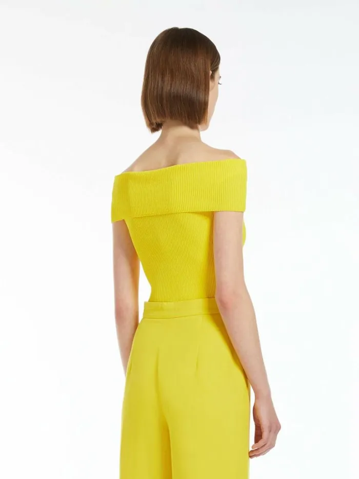 Women Max Mara Knitwear Ribbed Viscose Crop Top Yellow