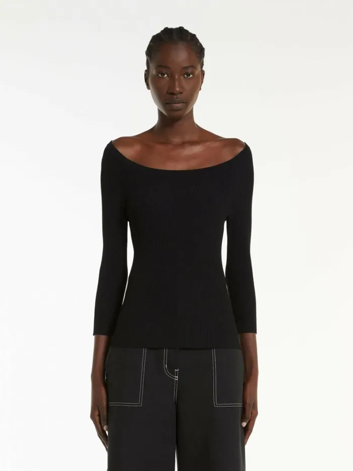 Women Max Mara Knitwear Viscose Boat Neck Jumper Black