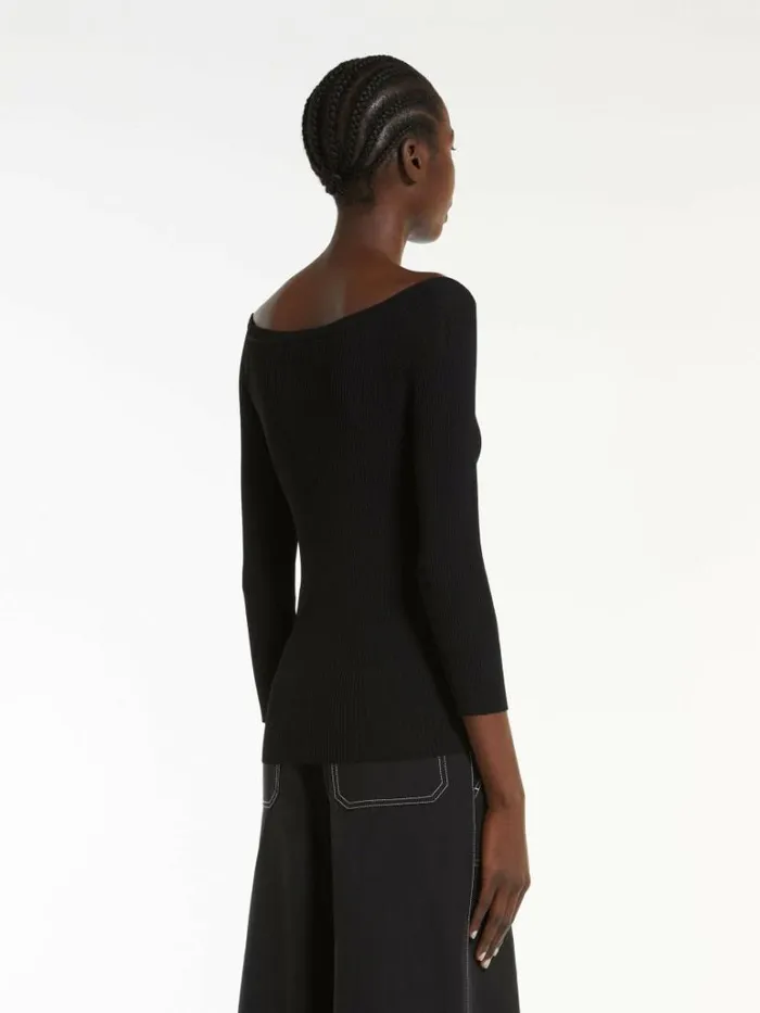 Women Max Mara Knitwear Viscose Boat Neck Jumper Black