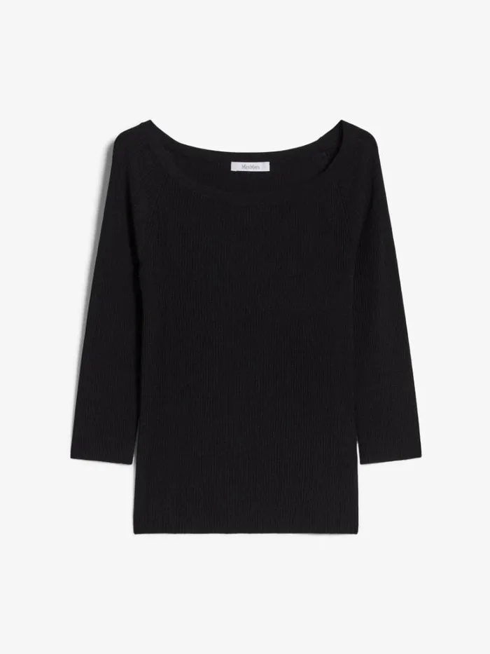 Women Max Mara Knitwear Viscose Boat Neck Jumper Black