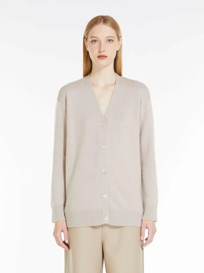 Women Max Mara Knitwear Wool And Cashmere Cardigan Sand