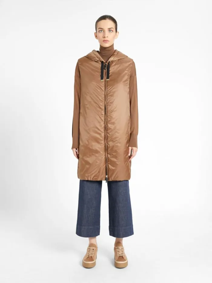 Women Max Mara Padded Coats Waterresistant Technical Canvas Gilet Caramel