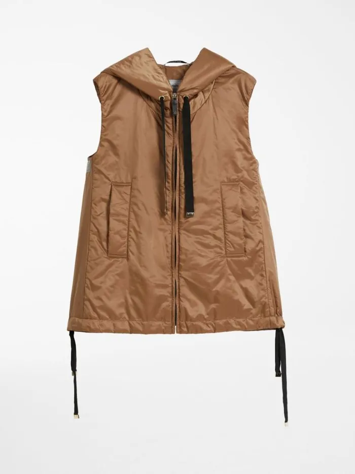 Women Max Mara Padded Coats Waterresistant Technical Canvas Gilet Caramel