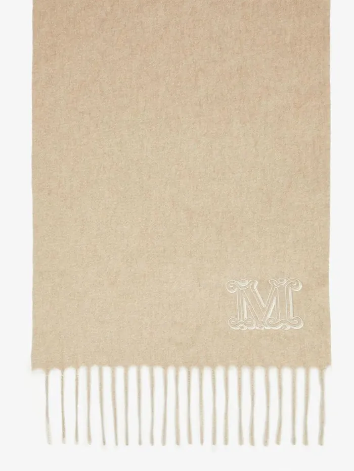 Women Max Mara Scarves And Foulards Cashmere Stole With Embroidery Sand