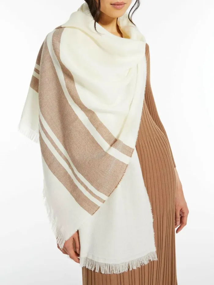 Women Max Mara Scarves And Foulards Wool Stole Natural
