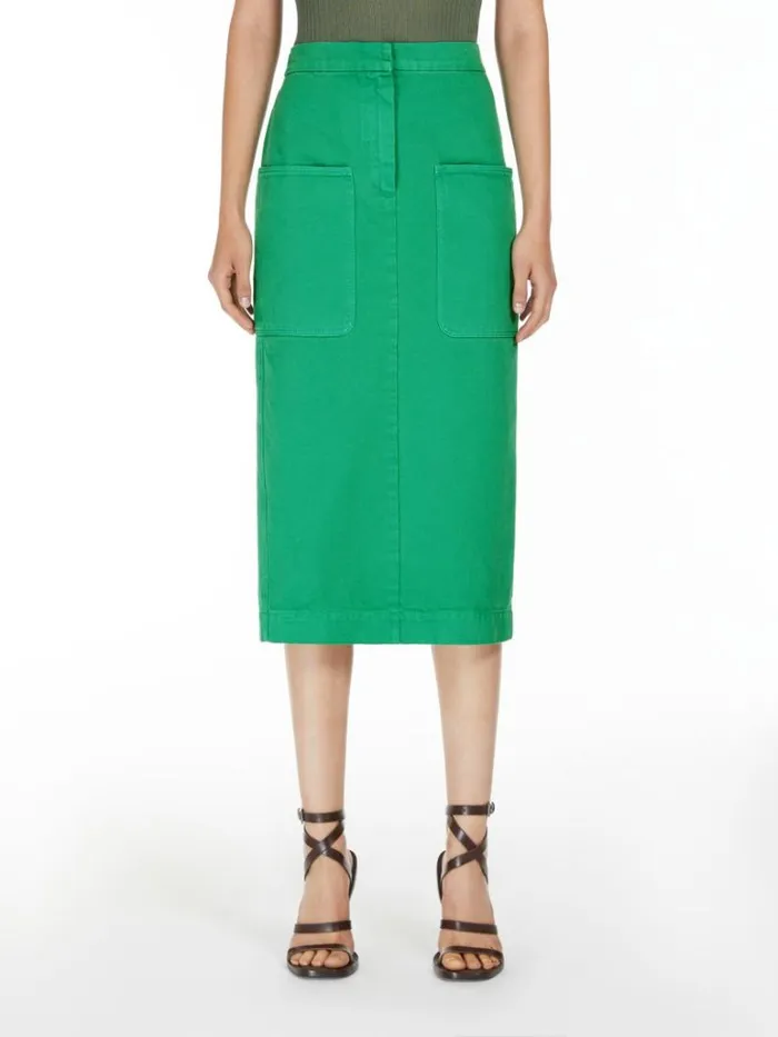 Women Max Mara Skirts Cotton Drill Midi Skirt Water