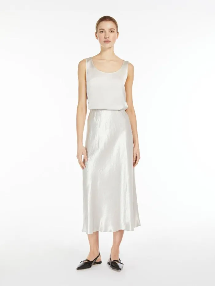 Women Max Mara Skirts Flared Satin Skirt Stone