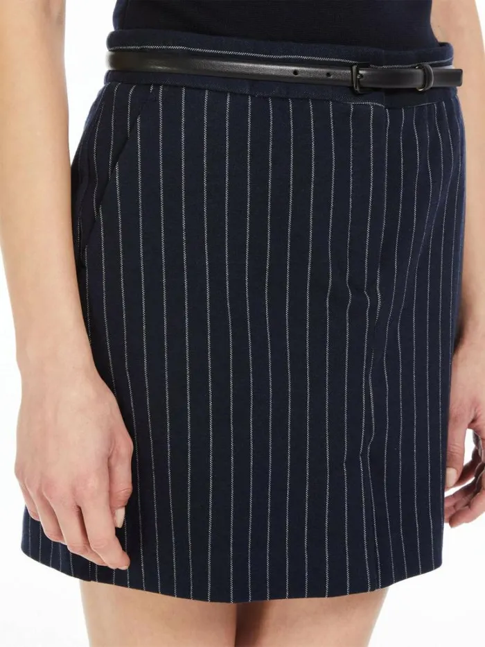Women Max Mara Skirts Pinstriped Jersey Mini Skirt Ultramarine