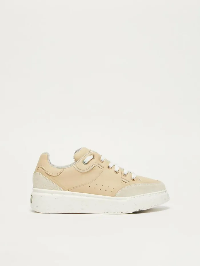 Women Max Mara Sneakers ActiveGreen Trainers In Chromefree Leather Beige