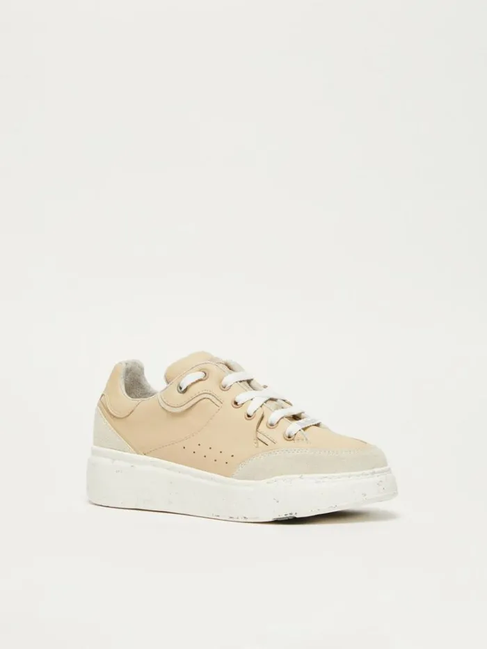 Women Max Mara Sneakers ActiveGreen Trainers In Chromefree Leather Beige
