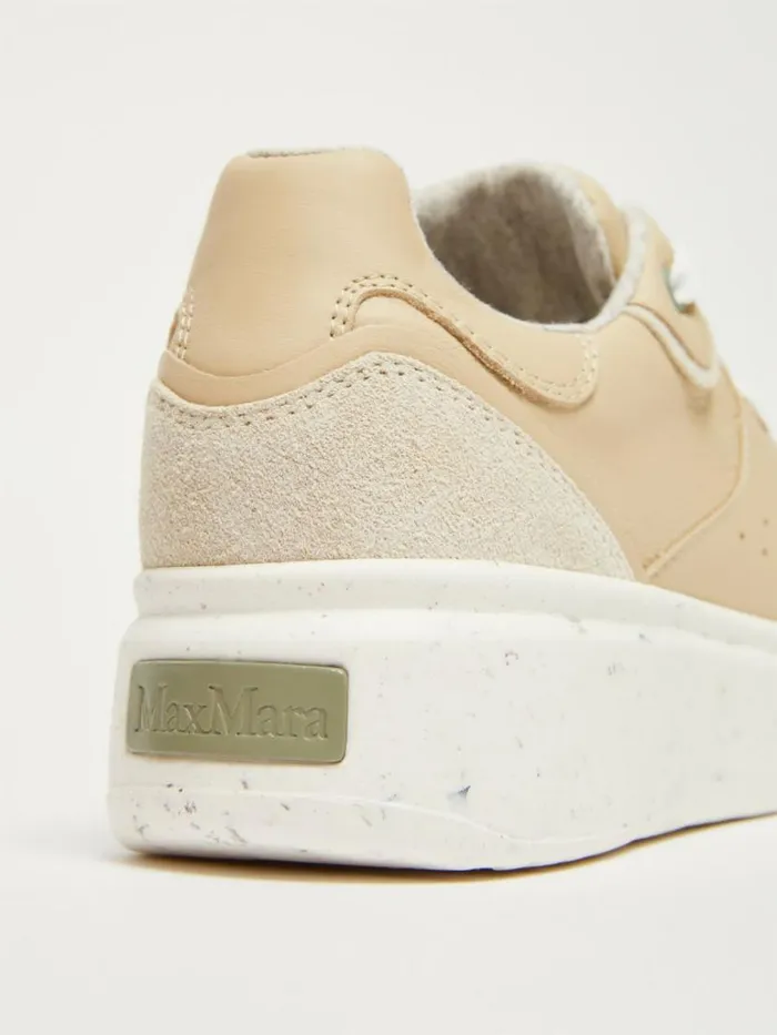 Women Max Mara Sneakers ActiveGreen Trainers In Chromefree Leather Beige