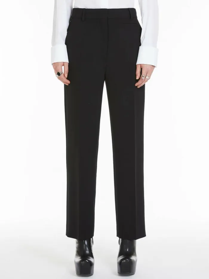 Women Max Mara Suit Slimfit Stretch Wool Trousers Black