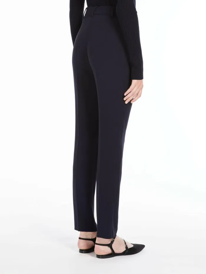 Women Max Mara Suit Straightfit Technical Cady Trousers Navy
