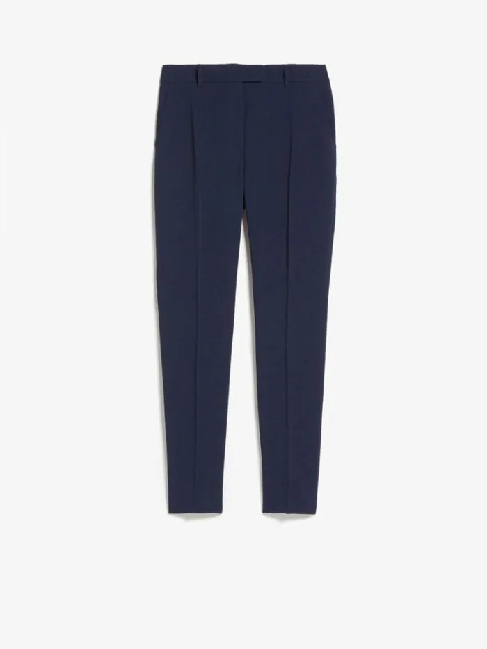 Women Max Mara Suit Straightfit Technical Cady Trousers Navy
