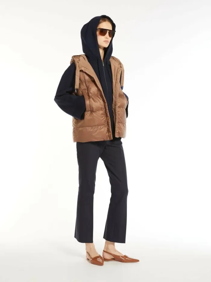 Women Max Mara The Cube 8211 Cameluxe Reversible Gilet In Waterresistant Fabric Brown