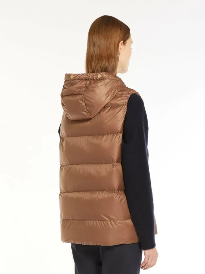 Women Max Mara The Cube 8211 Cameluxe Reversible Gilet In Waterresistant Fabric Brown