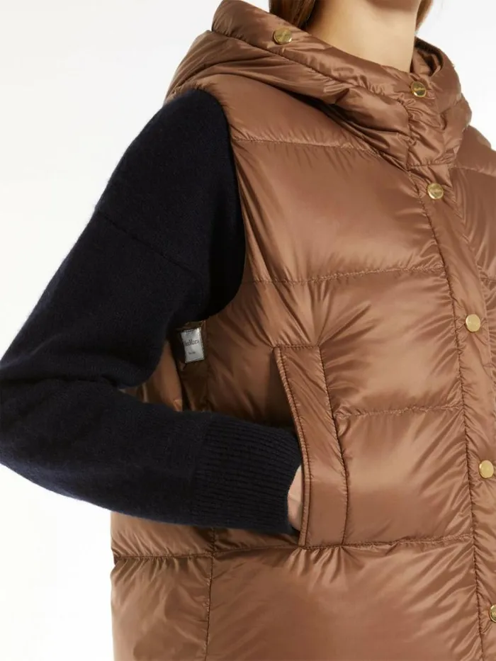 Women Max Mara The Cube 8211 Cameluxe Reversible Gilet In Waterresistant Fabric Brown