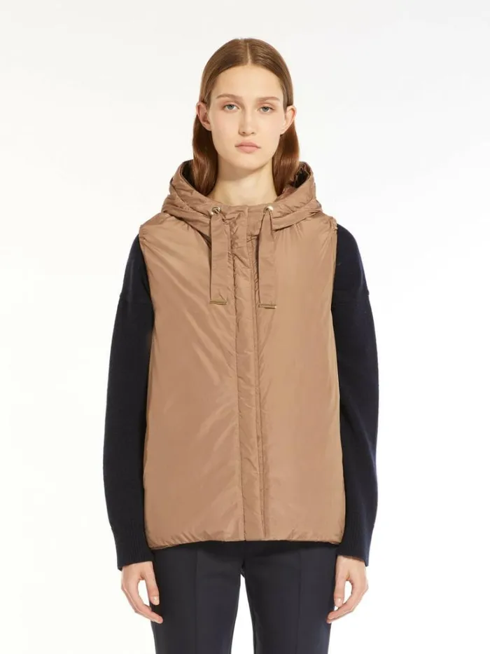 Women Max Mara The Cube 8211 Cameluxe Reversible Gilet In Waterresistant Fabric Brown