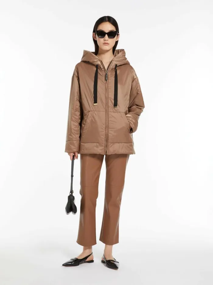 Women Max Mara The Cube 8211 Cameluxe Reversible Parka In Waterresistant Canvas Camel