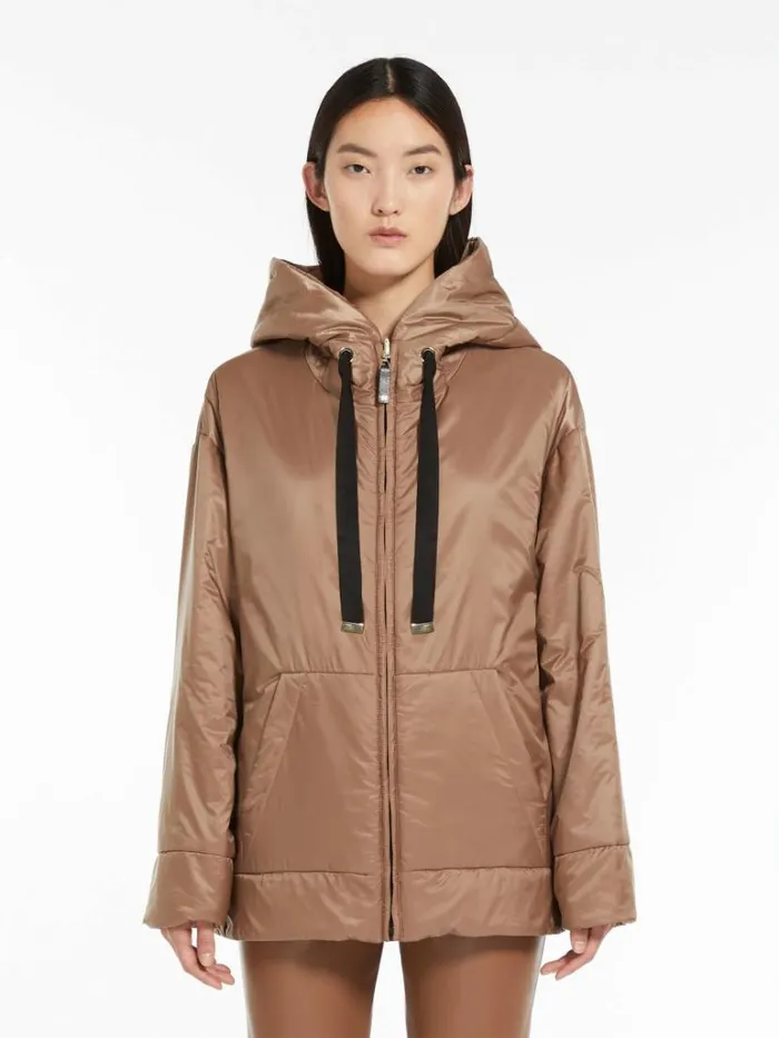 Women Max Mara The Cube 8211 Cameluxe Reversible Parka In Waterresistant Canvas Camel