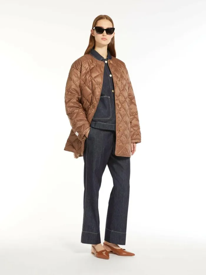 Women Max Mara The Cube 8211 Cameluxe Waterresistant Nylon Canvas Jacket Brown