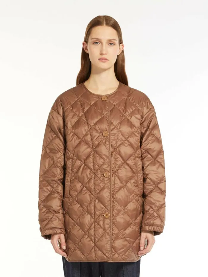 Women Max Mara The Cube 8211 Cameluxe Waterresistant Nylon Canvas Jacket Brown