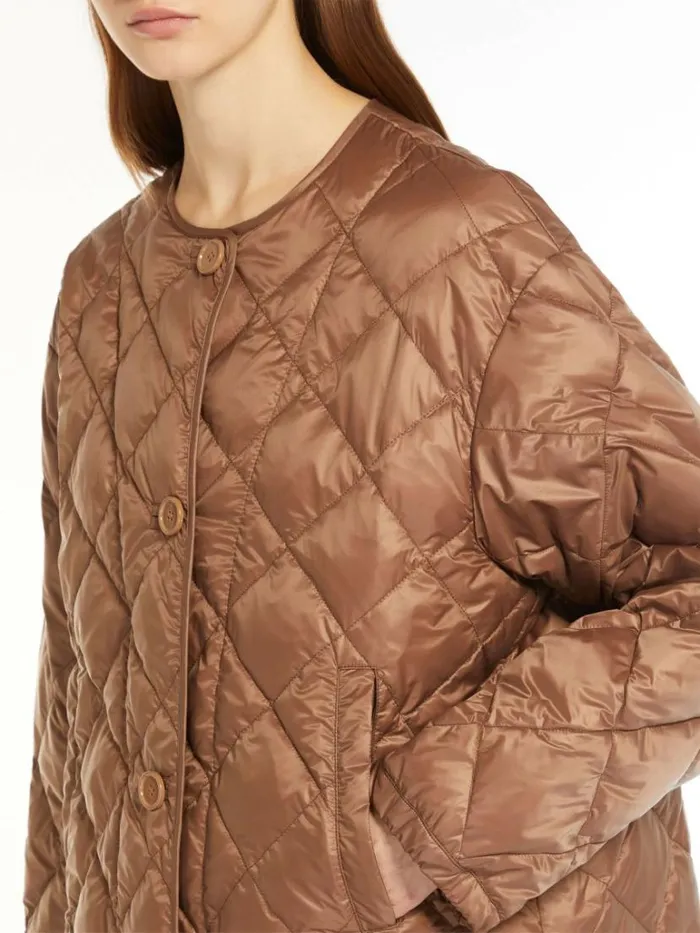 Women Max Mara The Cube 8211 Cameluxe Waterresistant Nylon Canvas Jacket Brown