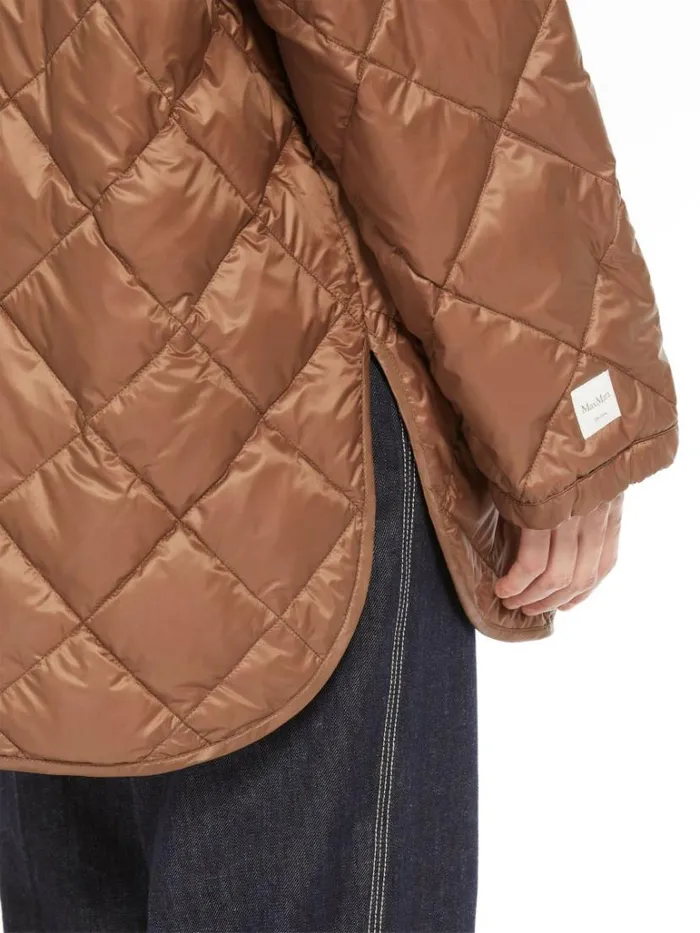 Women Max Mara The Cube 8211 Cameluxe Waterresistant Nylon Canvas Jacket Brown