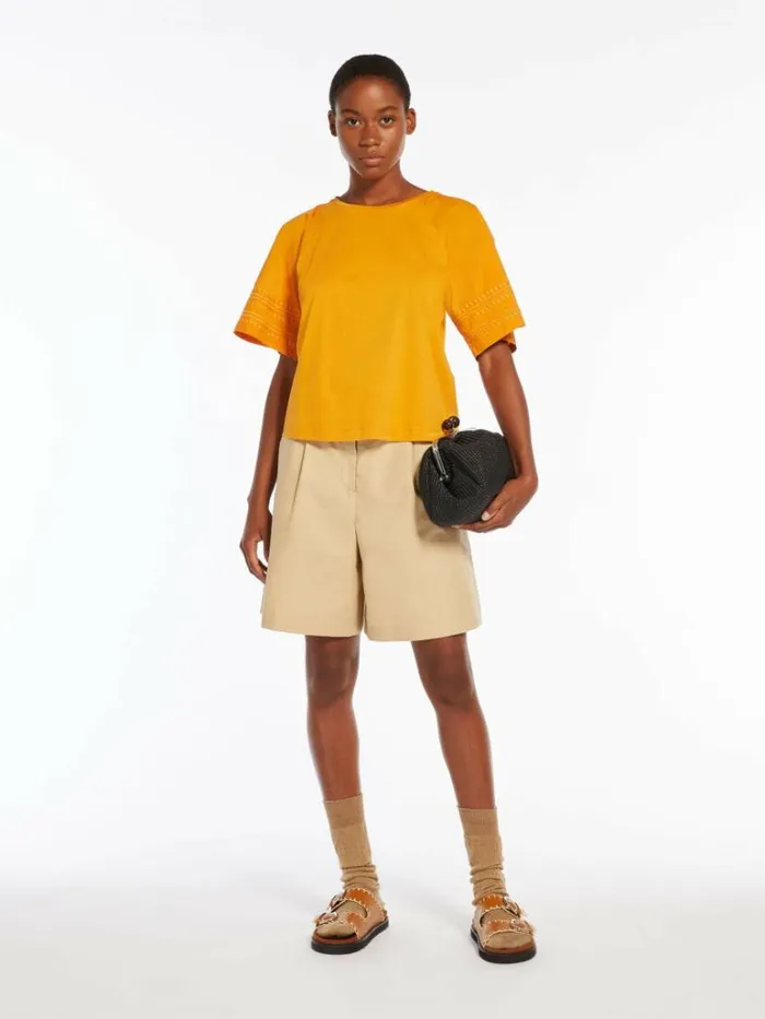 Women Max Mara Tops And Tshirts Cotton Jersey Tshirt Ochre