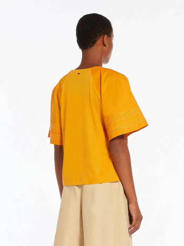 Women Max Mara Tops And Tshirts Cotton Jersey Tshirt Ochre