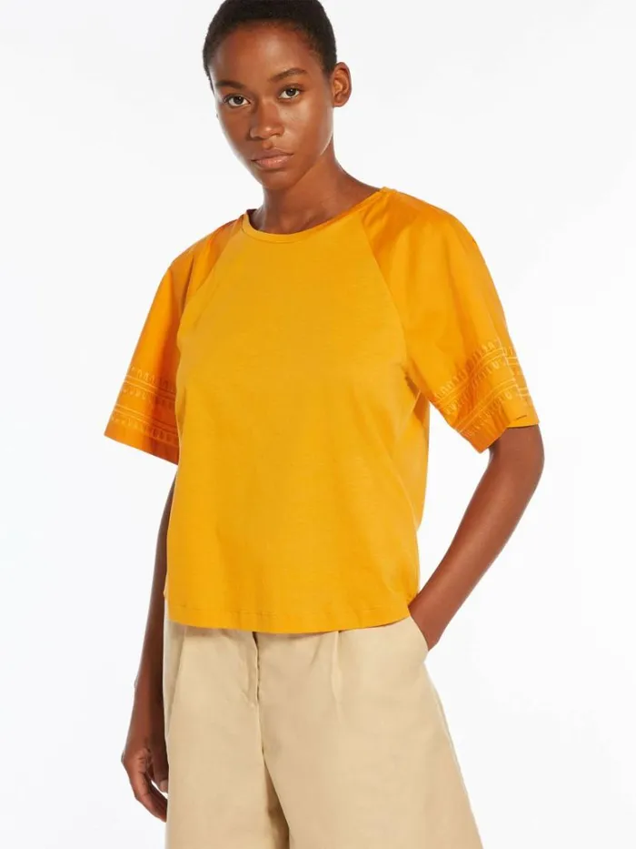 Women Max Mara Tops And Tshirts Cotton Jersey Tshirt Ochre