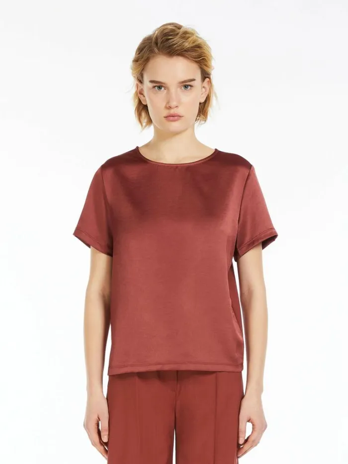 Women Max Mara Tops And Tshirts Technical Satin And Jersey Tshirt Rust