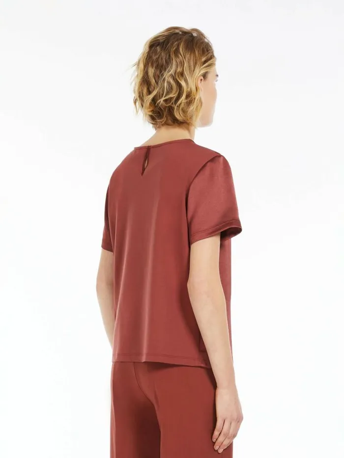 Women Max Mara Tops And Tshirts Technical Satin And Jersey Tshirt Rust
