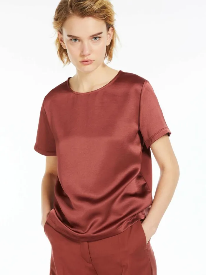 Women Max Mara Tops And Tshirts Technical Satin And Jersey Tshirt Rust