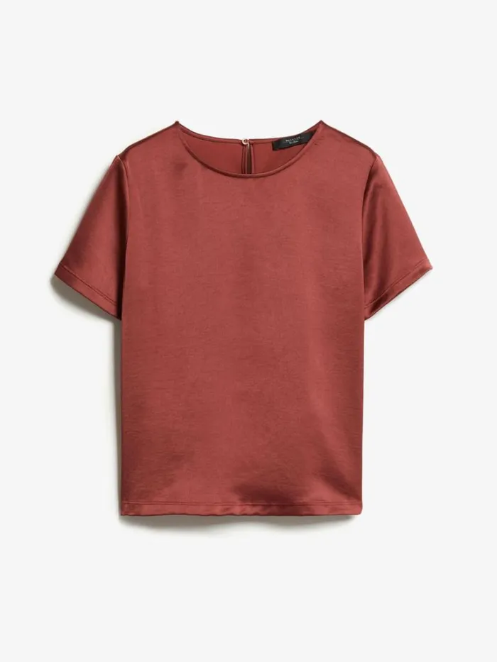 Women Max Mara Tops And Tshirts Technical Satin And Jersey Tshirt Rust