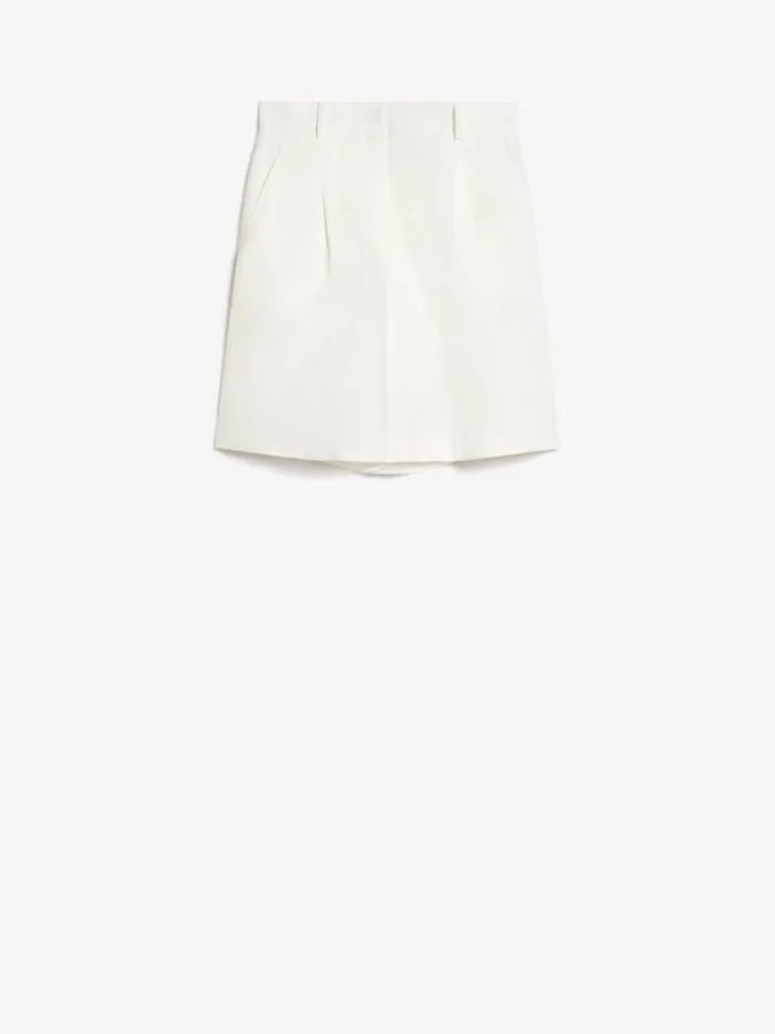 Women Max Mara Trousers And Jeans Cotton And Linen Canvas Bermuda Shorts Ivory