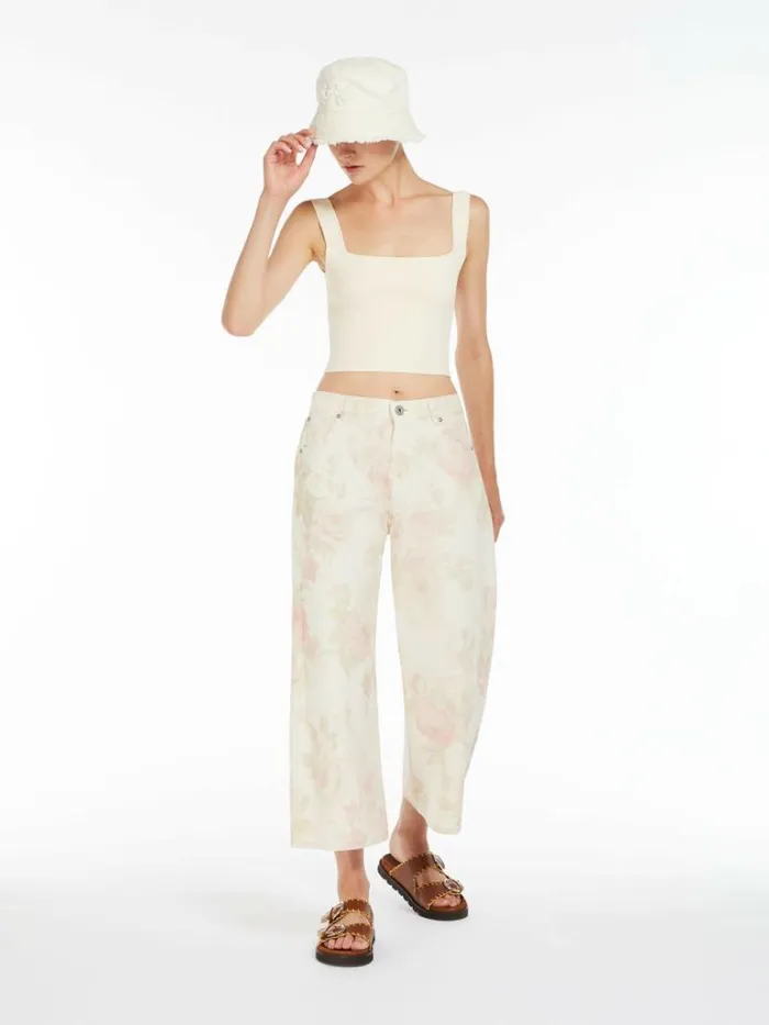 Women Max Mara Trousers And Jeans Cotton Bull Denim Jeans Ecru