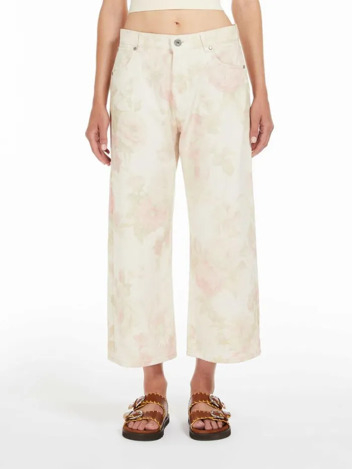 Women Max Mara Trousers And Jeans Cotton Bull Denim Jeans Ecru