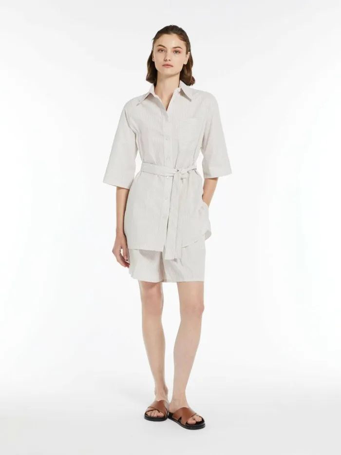Women Max Mara Trousers And Jeans Cotton Seersucker Shorts Ecru