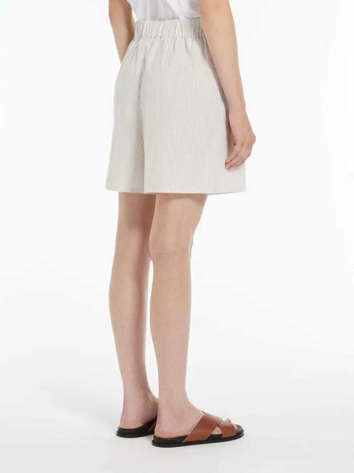 Women Max Mara Trousers And Jeans Cotton Seersucker Shorts Ecru
