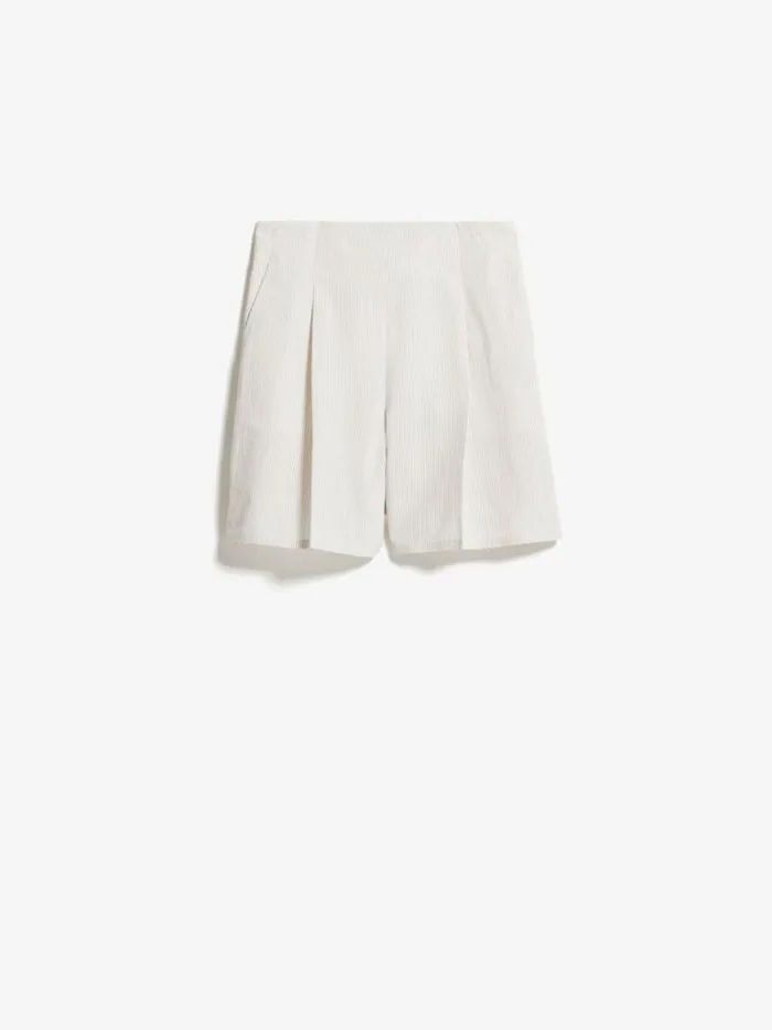 Women Max Mara Trousers And Jeans Cotton Seersucker Shorts Ecru