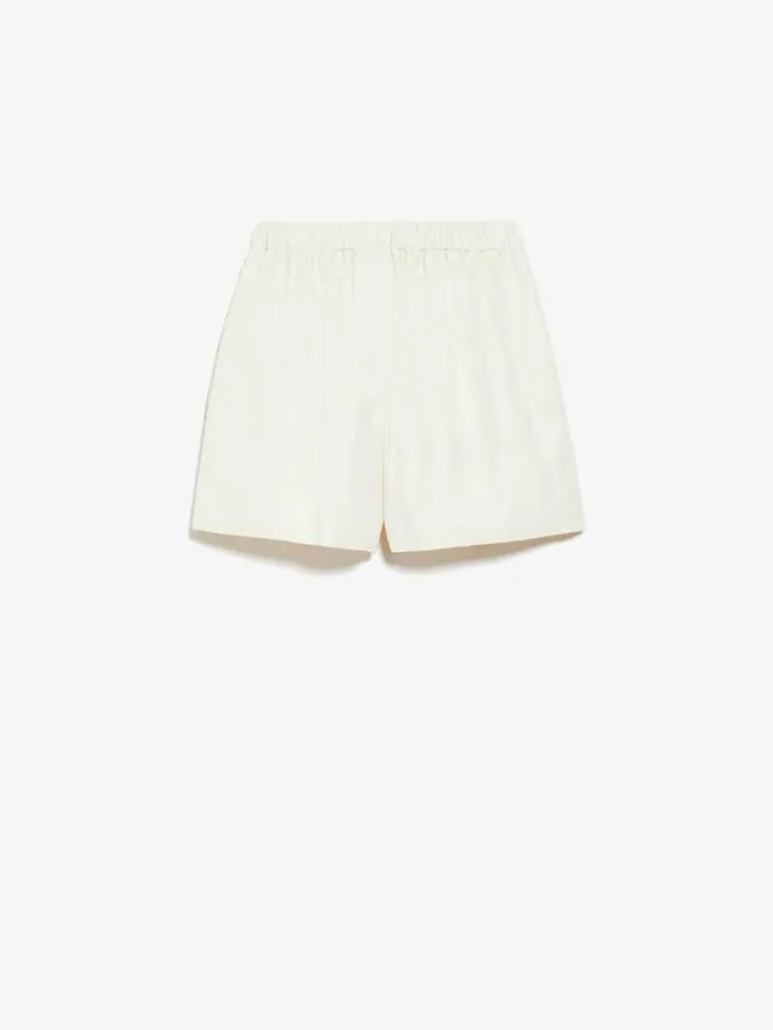 Women Max Mara Trousers And Jeans Cotton Shorts With Monogram Embroidery Ivory