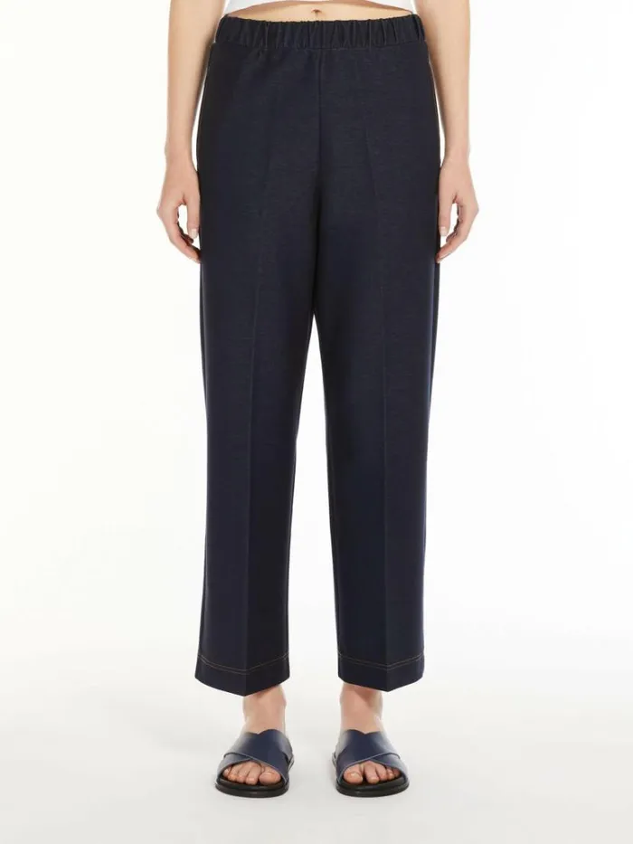 Women Max Mara Trousers And Jeans Denimlook Jersey Trousers Navy