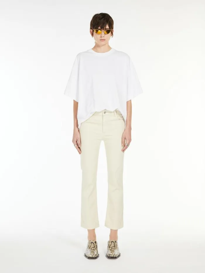 Women Max Mara Trousers And Jeans Denim Mini Flare Trousers Ivory