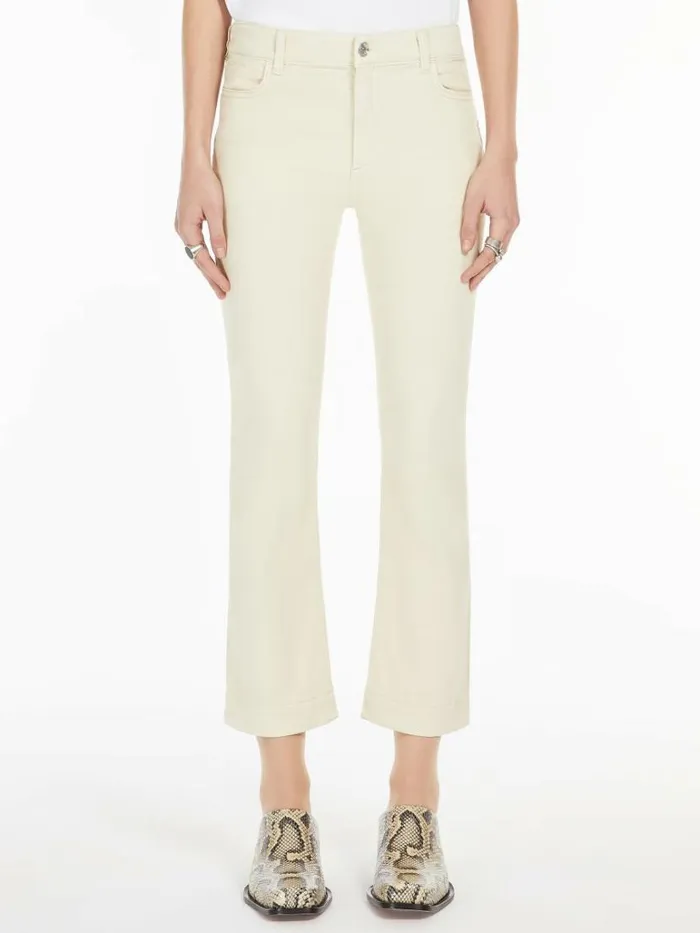 Women Max Mara Trousers And Jeans Denim Mini Flare Trousers Ivory