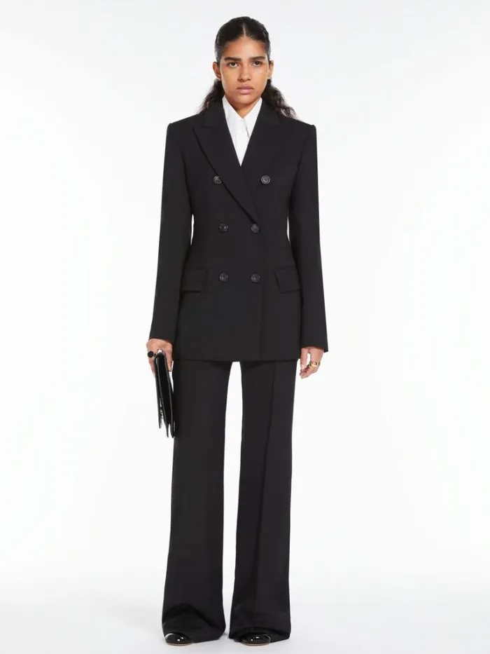Women Max Mara Trousers And Jeans Flared Pure Wool Trousers Black