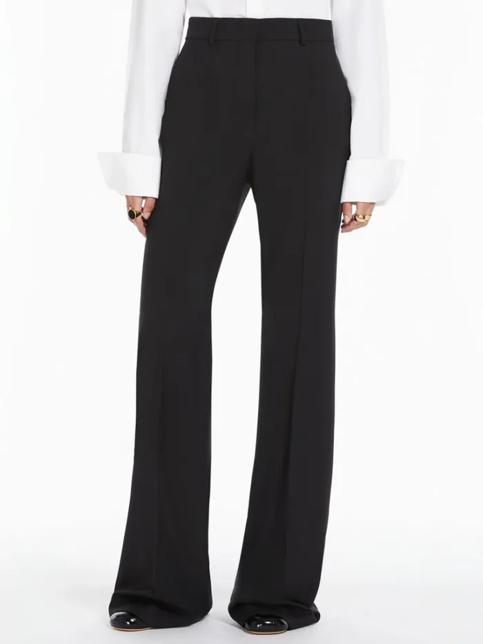 Women Max Mara Trousers And Jeans Flared Pure Wool Trousers Black