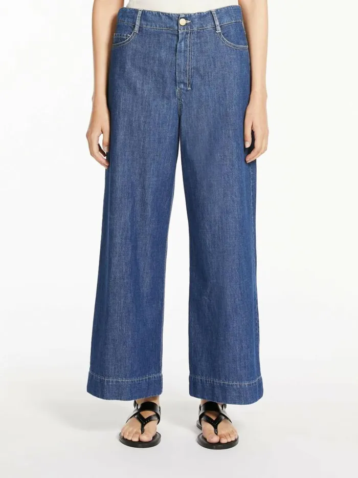 Women Max Mara Trousers And Jeans Straight Denim Trousers Cornflower Blue