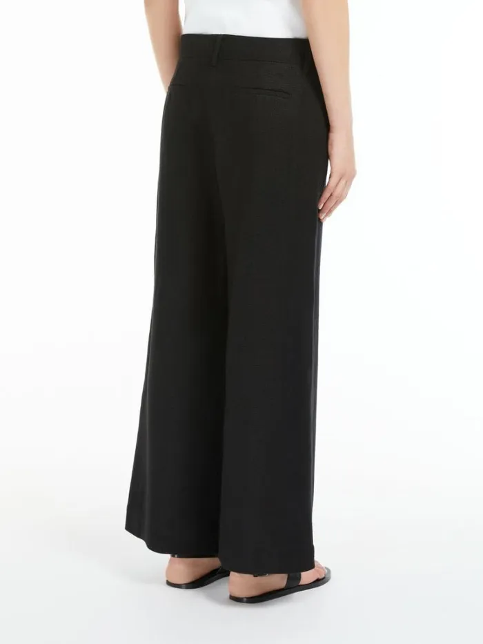 Women Max Mara Trousers And Jeans Wideleg Linen And Cotton Trousers Black