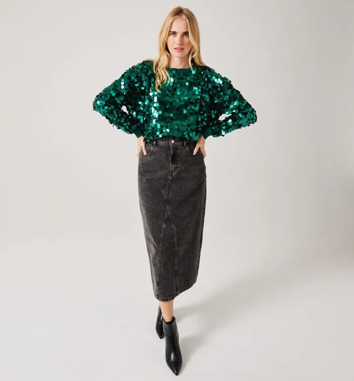 Women Maxi Sequinned Jumper 8211 Petrole Moyen Promod Jumpers And Cardigans Women Maxi Sequinned Jumper 8211 Petrole Moyen Promod Jumpers And Cardigans